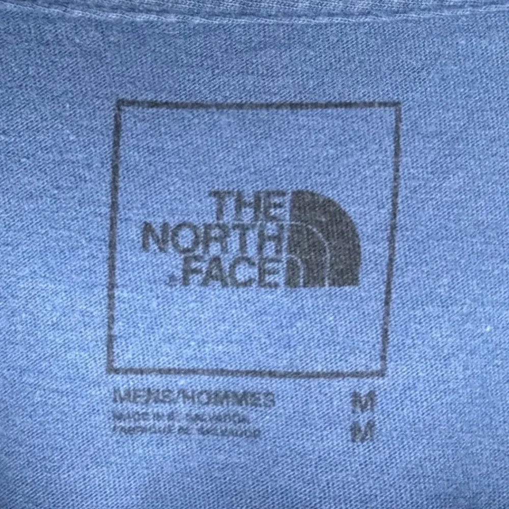 The North Face Blue Graphic Box Logo T-Shirt Never Stop Exploring Mens Medium